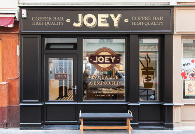 Logo Joey coffee shop vitrine à emporté