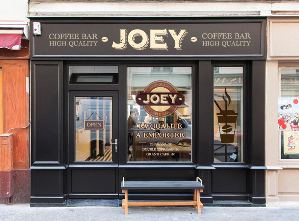 Logo Joey coffee shop vitrine à emporté