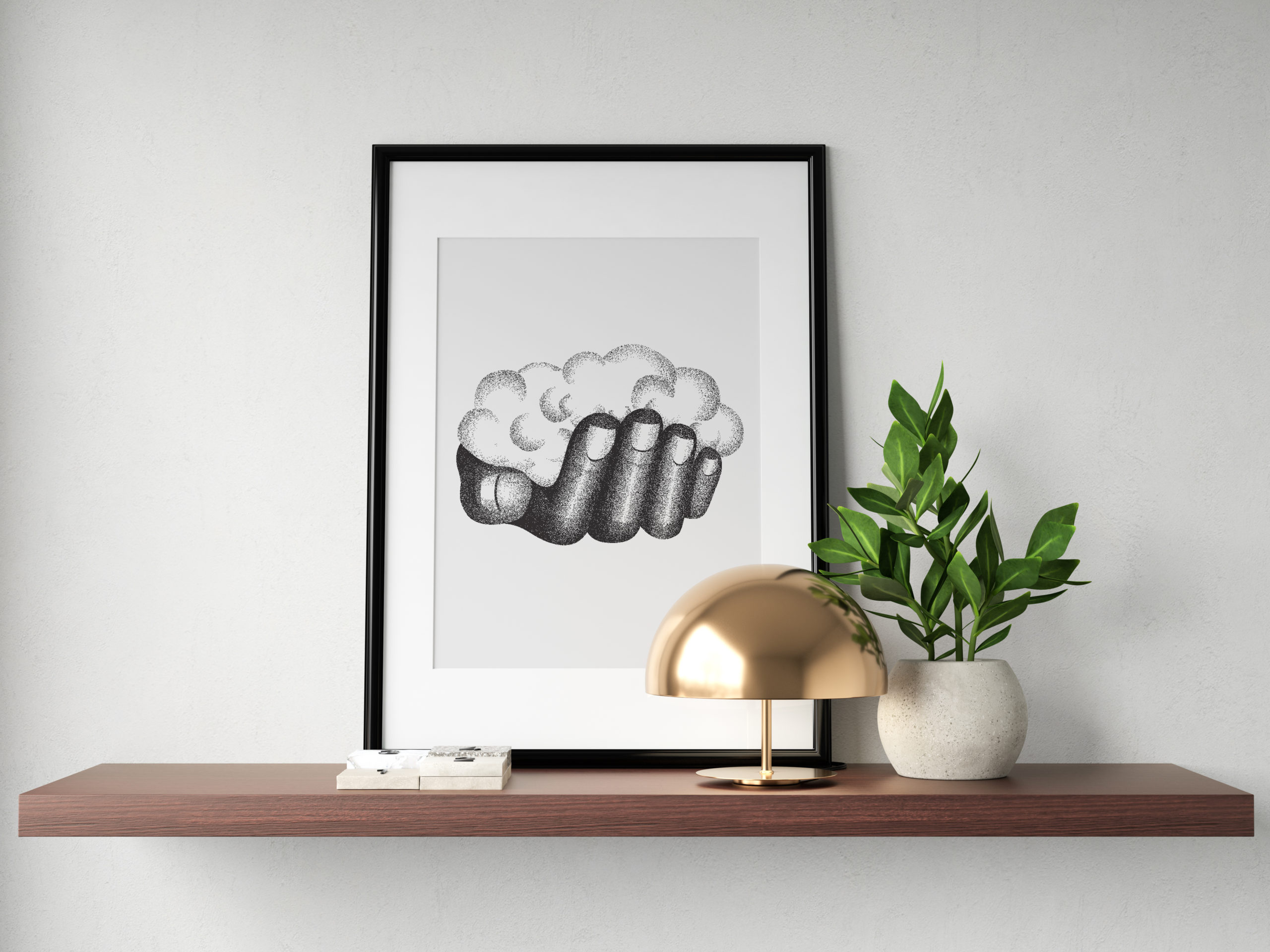 Cloud hand illustration dot work illustrator