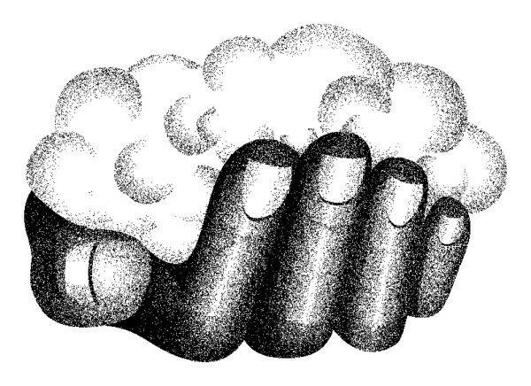 Cloud hand illustration dot work illustrator